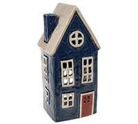 Shudehill Giftware Village Pottery Tall Cottage Navy Tealight