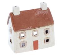 Shudehill Giftware Village Pottery Tealight Holder Ceramic House Croft Houses Collection - Red, Thatched, Straw, Navy, Slate, Cream or Grey Designs (Cream)