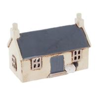 Shudehill Giftware Village Pottery Tealight Holder Ceramic House Croft Houses Collection - Red, Thatched, Straw, Navy, Slate, Cream or Grey Designs (Navy Roof)