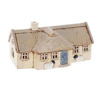 Shudehill Giftware Village Pottery Tealight Holder Ceramic House Croft Houses Collection - Red, Thatched, Straw, Navy, Slate, Cream or Grey Designs (Thatched Straw)