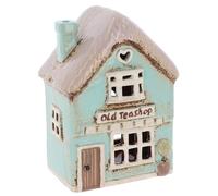 Shudehill Giftware Village Pottery Tealight Holder Ceramic House Shop Collection - Flower Shop, Tearoom, Antique Shop, Old Bakery and Sweet Shop All Hand Painted (Tea Shop)