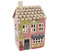 Shudehill Giftware Village Pottery Tealight Holder Ceramic House Shop Collection - Flower Shop, Tearoom, Antique Shop, Old Bakery and Sweet Shop All Hand Painted (Flower Shop)