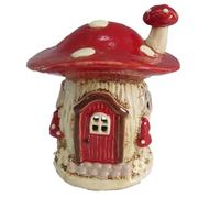 Shudehill Giftware Village Pottery Tealight Holder Ceramic House Toadstool and Mushroom Collection - Blue, Beige or Red (Red)