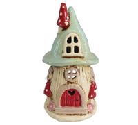 Shudehill Giftware Village Pottery Tealight Holder Ceramic House Toadstool and Mushroom Collection - Blue, Beige or Red (Aqua)