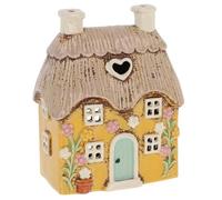 Shudehill Giftware Village Pottery Thatched Ceramic Tealight Holder, Yellow