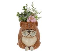 Shudehill Giftware Village Pottery Top Dog Planter - Beagle, Bulldog or Snoozing Bulldog Indoor Dog Design Plant Pots (Snoozing Bulldog)
