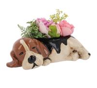 Shudehill Giftware Village Pottery Top Dog Planter - Beagle, Bulldog or Snoozing Bulldog Indoor Dog Design Plant Pots (Beagle)