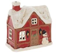 Shudehill Giftware Village Pottery Tudor Snowman House Tealight Holder, Ceramic, Christmas Festive Decoration