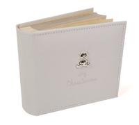 Joe Davies White Suede 'My Christening' Album with Silver Teddy Motif, Photo Size 6x4