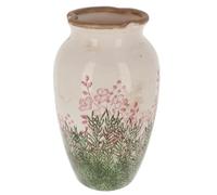 Shudehill Giftware Wild Garden Pretty Floral Pink & Green Design Vase With Neutral Background - Jug, Bouquet or Modern Shape (Frilly Top)