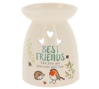 Shudehill Giftware Woodland Robin Ceramic Oil Burner Rustic House-Shaped Wax Melt Burner with Robin Design Home Family Friends Mum Nan (Best Friends)