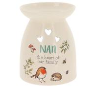 Shudehill Giftware Woodland Robin Ceramic Oil Burner Rustic House-Shaped Wax Melt Burner with Robin Design Home Family Friends Mum Nan (Nan)