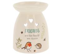 Shudehill Giftware Woodland Robin Ceramic Oil Burner Rustic House-Shaped Wax Melt Burner with Robin Design Home Family Friends Mum Nan (Friends)