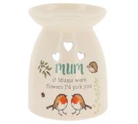 Shudehill Giftware Woodland Robin Ceramic Oil Burner Rustic House-Shaped Wax Melt Burner with Robin Design Home Family Friends Mum Nan (Mum)