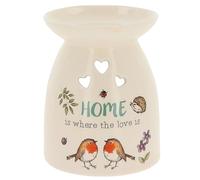 Shudehill Giftware Woodland Robin Ceramic Oil Burner Rustic House-Shaped Wax Melt Burner with Robin Design Home Family Friends Mum Nan (Home)