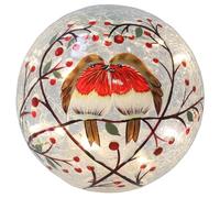 Shudehill Giftware Xmas Crackle Glass LED Lights, Heart Robins