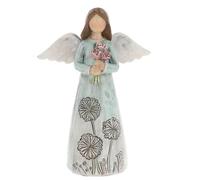 Shudehill Giftwear Meadow Flower Angel Medium Ornament - Aqua, Pink or Grey (Aqua)