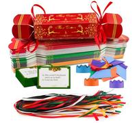 Shudyear 30 Packs Christmas Crackers, Make Your Own Xmas Cracker Kit, Christmas Party Cracker Candy Paper Boxes Novelty Decorations, Xmas Family Cracker Gift with Hats Riddle Cards, No Snap