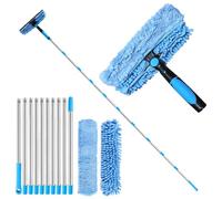 Shudyear 4.25m Window Squeegee Cleaner Tool Kit with Long Handle, Telescopic Long Handle Squeegee Kit for Glass, Scrubber Cleaning Equipment for Home, Shower Glass, Car, RV