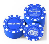 Shueewago 100 Custom Business Card Poker Chips, Add Your Own Personalized Image or Text, Contact Information on a Chip - Full Color Double Sided Poker Chips Good for Drink Tokens (Blue)