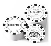 Shueewago 100 Custom Business Card Poker Chips, Add Your Own Personalized Image or Text, Contact Information on a Chip - Full Color Double Sided Poker Chips Good for Drink Tokens (White)