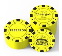 Shueewago 100 Custom Business Card Poker Chips, Add Your Own Personalized Image or Text, Contact Information on a Chip - Full Color Double Sided Poker Chips Good for Drink Tokens (Yellow)