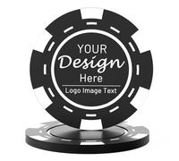 Shueewago 100 Custom Plastic Poker Chips for 9 Colors, Personalized Your Image or Text, Double Sided Full Color Print, Put Design on a Chip for Business Cards, Corporate Events, Drink Token (Black)