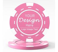 Shueewago 100 Custom Plastic Poker Chips for 9 Colors, Personalized Your Image or Text, Double Sided Full Color Print, Put Design on a Chip for Business Cards, Corporate Events, Drink Token (Pink)