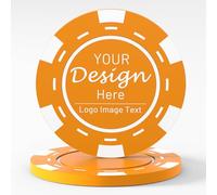 Shueewago 100 Custom Plastic Poker Chips for 9 Colors, Personalized Your Image or Text, Double Sided Full Color Print, Put Design on a Chip for Business Cards, Corporate Events, Drink Token (Orange)