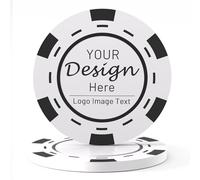 Shueewago 100 Custom Plastic Poker Chips for 9 Colors, Personalized Your Image or Text, Double Sided Full Color Print, Put Design on a Chip for Business Cards, Corporate Events, Drink Token (White)