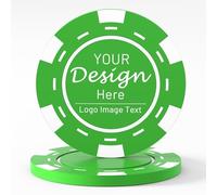 Shueewago 100 Custom Plastic Poker Chips for 9 Colors, Personalized Your Image or Text, Double Sided Full Color Print, Put Design on a Chip for Business Cards, Corporate Events, Drink Token (Green)