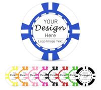 Shueewago 100 Pack Custom ABS Plastic Poker Chips for 9 Colors Imprinted with Your Personalized Text or Image,Put Design on a Chip for Bar Tokens,Drink or Dessert Shop Token,Party,Wedding (Blue)