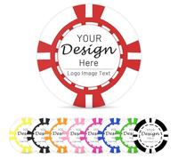 Shueewago 100 Pack Custom ABS Plastic Poker Chips for 9 Colors Imprinted with Your Personalized Text or Image,Put Design on a Chip for Bar Tokens,Drink or Dessert Shop Token,Party,Wedding (Red)