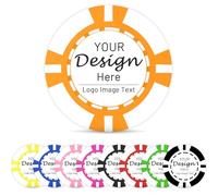 Shueewago 100 Pack Custom ABS Plastic Poker Chips for 9 Colors Imprinted with Your Personalized Text or Image,Put Design on a Chip for Bar Tokens,Drink or Dessert Shop Token,Party,Wedding (Orange)