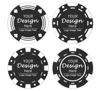 Shueewago 100 Personalized Poker Chips Customized with Your Photo, Logo or Image, Double Sided Full Color Print, Round Drink Tokens for Wedding, Birthday Party and Bar Exchange (Black)