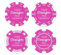 Shueewago 100 Personalized Poker Chips Customized with Your Photo, Logo or Image, Double Sided Full Color Print, Round Drink Tokens for Wedding, Birthday Party and Bar Exchange (Rose Red)