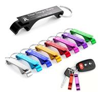 Shueewago 100pcs Personalized Bottle Opener Keychain, Custom Aluminum Beer Bottle Opener for 9 Colors, Engraved Your Own Text/Logo for Wedding Favors, Brewery, Bar, Anniversaries, Party Gift (100)