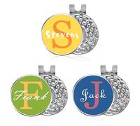 Shueewago 2 PCS Metal Craft Golf Ball Marker with Golf Marker Magnetic Hat Clips with Personalized Text Quotes, Name or Custom Design, Great Gift for Golfers Father's Day Retirement Beginners