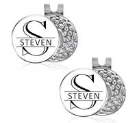 Shueewago 2PCS Custom Golf Ball Markers with Magnetic Hat Clip - Personalized Ball Marker Hat Clip with 1" Diameter Ball Marker Customized with Your Text Name (Enchanted Magic Font)