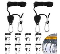 SHUESS 10 Pack Heavy Duty Guy Ropes - 2.4m Adjustable Reinforced Guy Ropes with Pulley - 1/8" Portable Adjustable Fix Camping Rope for Camping, Awnings, Grow Lights, Capacity Up to 68 kg Per Pair