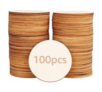 SHUESS 100 Pcs Wooden Discs for Crafts 8 cm - Unfinished Wooden Circles 3 Inch - Plain Natural Blank Wood Discs for Painting, Craft, DIY Projects Tags and Ornaments - 2.5mm Thick