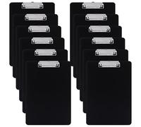 SHUESS 12 Pcs Clipboard A4 - Plastic Clip Boards A4 - Black Clipboards with Low Profile Clip and Rubberized Metal Clamp