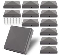 SHUESS 12 Pcs Dark Grey Fence Post Caps 4 x 4 Inch - 102 x 102 mm Fence Post Cap - Durable and Stylish Post Caps for Enhanced Outdoor Décor - Ideal for Fence Post Protection and Decoration