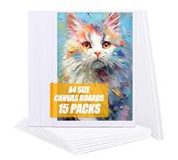 SHUESS 15 Pcs A4 Blank Canvas for Painting - 21 x 30 cm (8 x 12 inch) Canvas Panel Boards - Pre Stretched Blank Art Canvases for Art, Acrylic Painting and Watercolour, 3mm Thick