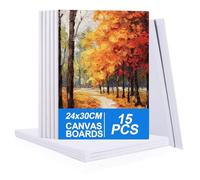 SHUESS 15 Pcs Blank Canvas for Painting - 24 x 30 cm (9 x 12 inch) Canvas Panel Boards - Pre Stretched Blank Art Canvases for Art, Acrylic Painting and Watercolour, 3mm Thick