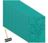 SHUESS 20 Pack 100 x 150 mm Lino Sheets - Easy-Carve Soft Lino Printing, 3 mm Thick - Double-Sided Lino Printing Sheets with Roller for Rubber Stamps, Carving Art and Craft (Green)