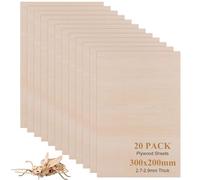 SHUESS 20 Pcs Plywood Sheets - 300 x 200mm Unfinished Basswood Sheet Board - 3 mm Thick Wood Sheets for Wood Engraving, Crafts, Painting, Engraving, Stenciling, Home Decor