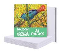 SHUESS 24 Pcs Blank Canvas for Painting - 20 x 20 cm (8 x 8 inch) Small Canvas Panel Boards - Pre Stretched Blank Art Canvases for Art, Acrylic Painting and Watercolour