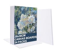 SHUESS 24 Pcs Blank Canvas for Painting - 28 x 36 cm (11 x 14 inch) Canvas Panel Boards - Pre Stretched Blank Art Canvases for Art, Acrylic Painting and Watercolour, 2.5mm Thick