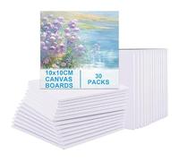 SHUESS 30 Pcs Canvas for Painting - 10 x 10 cm (4 x 4 inch) Small Canvases Panel Boards - Mini Canvas - Pre Stretched Blank Art Canvases for Art, Acrylic Painting and Watercolour, 3mm Thick
